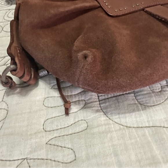 We The Free Silvie Studded Sling Bag Cognac Brown Suede - Picture 9 of 13